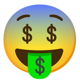 money-mouth face and fearful face