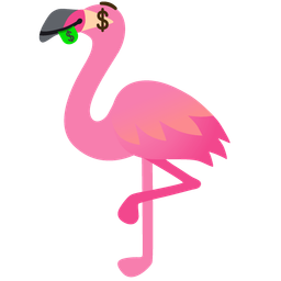 money-mouth face and flamingo