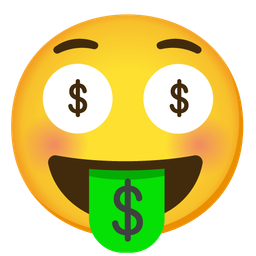 money-mouth face and flushed face