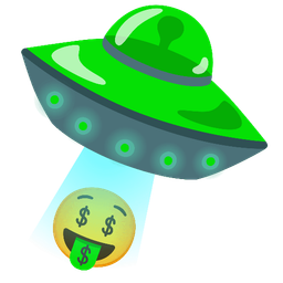 money-mouth face and flying saucer