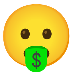 money-mouth face and frowning face with open mouth