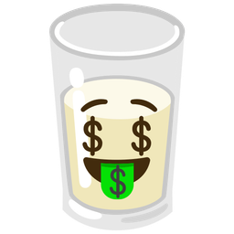 money-mouth face and glass of milk