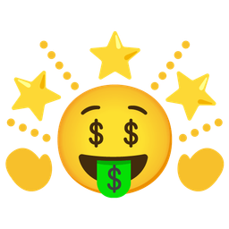 money-mouth face and glowing star