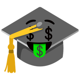 money-mouth face and graduation cap