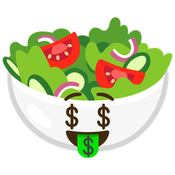 money-mouth face and green salad