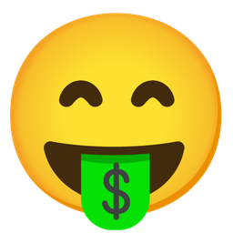 Money-mouth face and Grinning face with smiling eyes