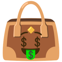 money-mouth face and handbag