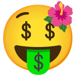 money-mouth face and hibiscus