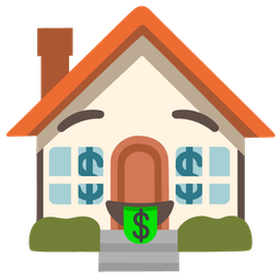 money-mouth face and house