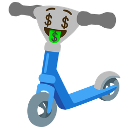 money-mouth face and kick scooter