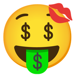 money-mouth face and kiss mark