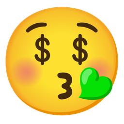 Money-mouth face and Kissing face with closed eyes