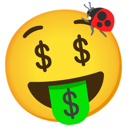 money-mouth face and lady beetle