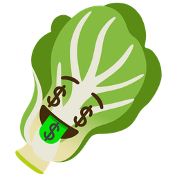 money-mouth face and leafy green