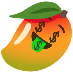 money-mouth face and mango