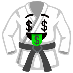 money-mouth face and martial arts uniform