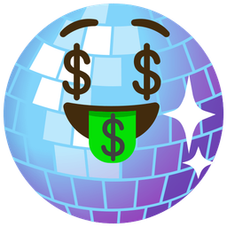 money-mouth face and mirror ball