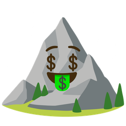 money-mouth face and mountain