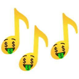 money-mouth face and musical notes