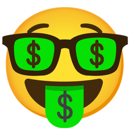 money-mouth face and nerd face