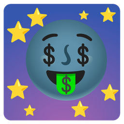 money-mouth face and new moon face