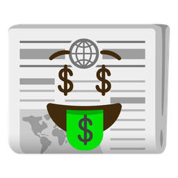 money-mouth face and newspaper