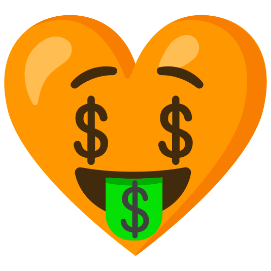 Money-mouth face and Orange heart
