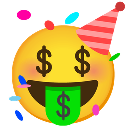 money-mouth face and partying face