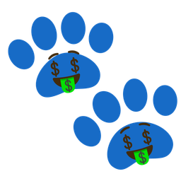 money-mouth face and paw prints