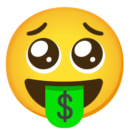 money-mouth face and pleading face