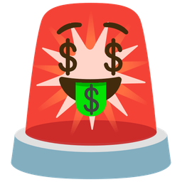 money-mouth face and police car light