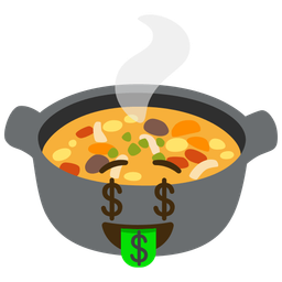 money-mouth face and pot of food