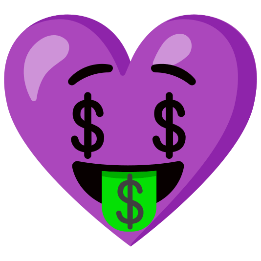 Money-mouth face and Purple heart