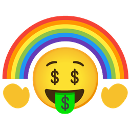 money-mouth face and rainbow