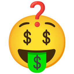 money-mouth face and red question mark