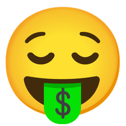 money-mouth face and relieved face