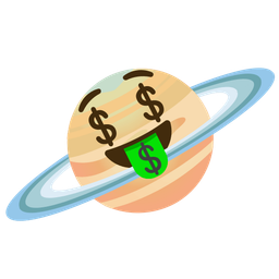 money-mouth face and ringed planet