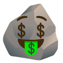 money-mouth face and rock