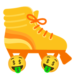 money-mouth face and roller skate