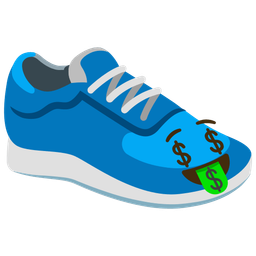 money-mouth face and running shoe