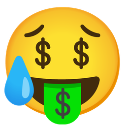 money-mouth face and sad but relieved face