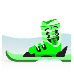 money-mouth face and skis