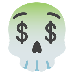 money-mouth face and skull