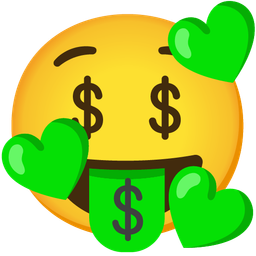 Money-mouth face and Smiling face with hearts