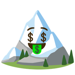 money-mouth face and snow-capped mountain
