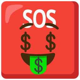 money-mouth face and SOS button