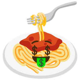 money-mouth face and spaghetti