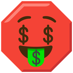 money-mouth face and stop sign