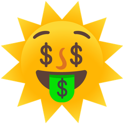 money-mouth face and sun with face