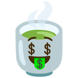 money-mouth face and teacup without handle